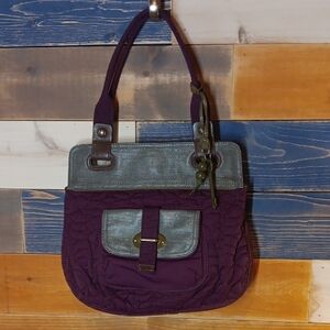 Fossil Key-Per Quilted Handbag Purple/Moss/Metallic